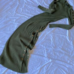 Long sleeve knit olive green, tight and stretchy dress from Vegas boutique